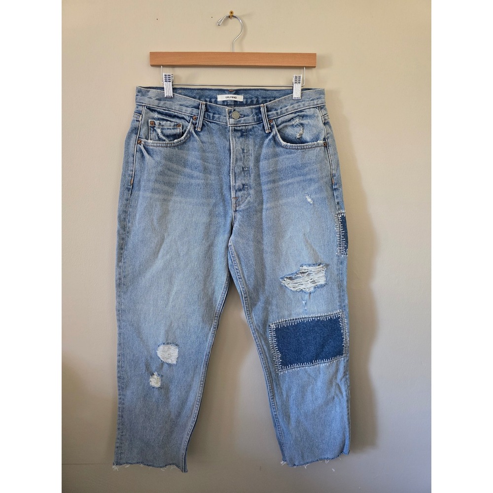 GRLFRND Helena Distressed Patchwork Jeans Size 30 – Made in USA